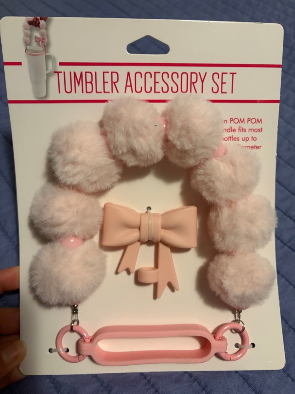 Pom Pom Tumbler Handle Accessory Set - Pink